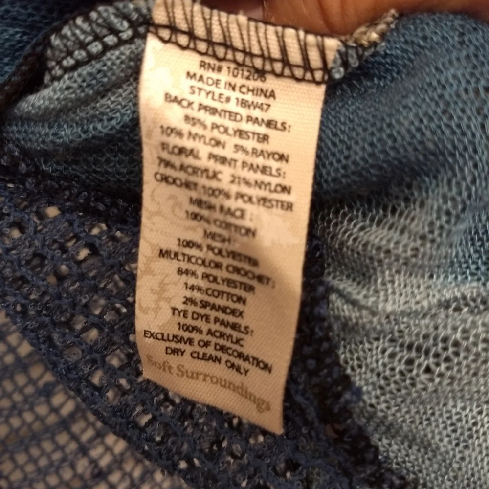 Soft Surroundings Boho Vest in multi color blues and tans - Picture 7 of 7